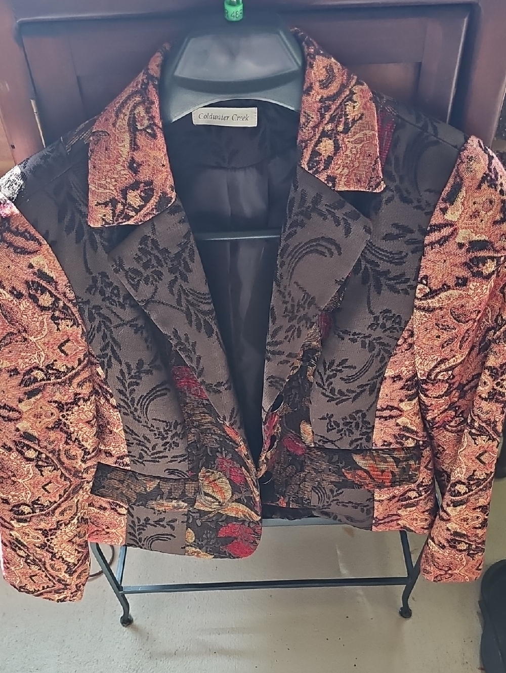 Coldwater Creek Women's Black and Bronze Brocade Blazer